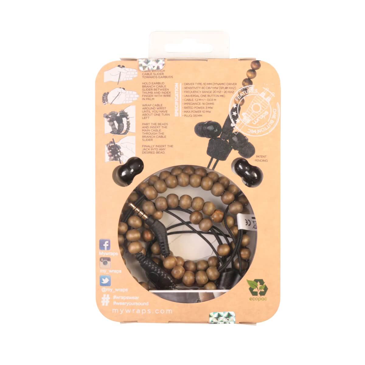 Slušalice Wraps Natural - crne